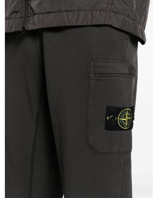 Stone Island Black Compass-badge Cotton Track Pants for men