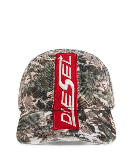 DIESEL Red Logo-Patch Tie-Dye Baseball Cap for men