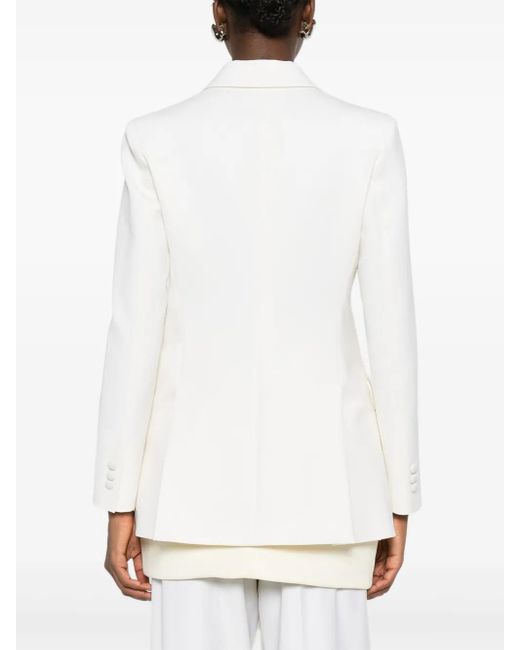 P.A.R.O.S.H. White Double-Breasted Peak-Lapels Blazer
