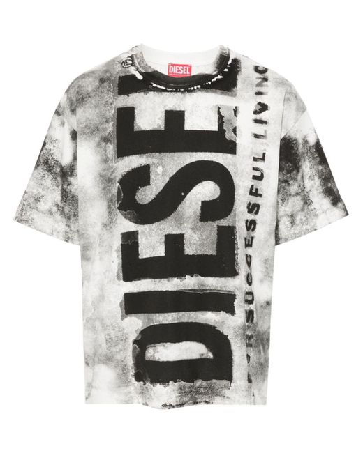 DIESEL Gray Logo-print T-shirt for men