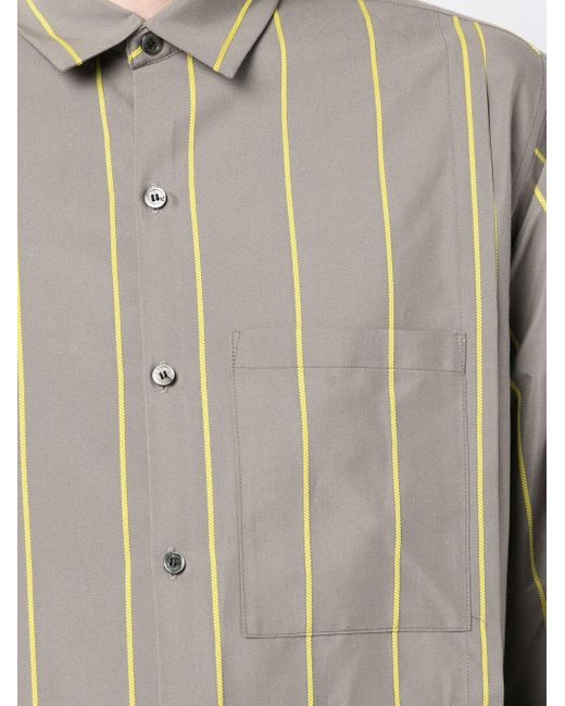 Rito Structure Gray Striped Button-down Shirt for men