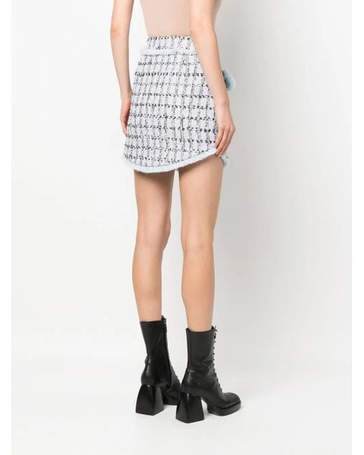 Philipp Plein Gray Tweed Mini Skirt