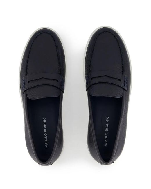 Manolo Blahnik Gray Ellis Leather Loafers for men