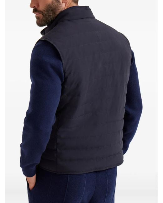 Brunello Cucinelli Blue Bonded Taffeta Down Gilet for men