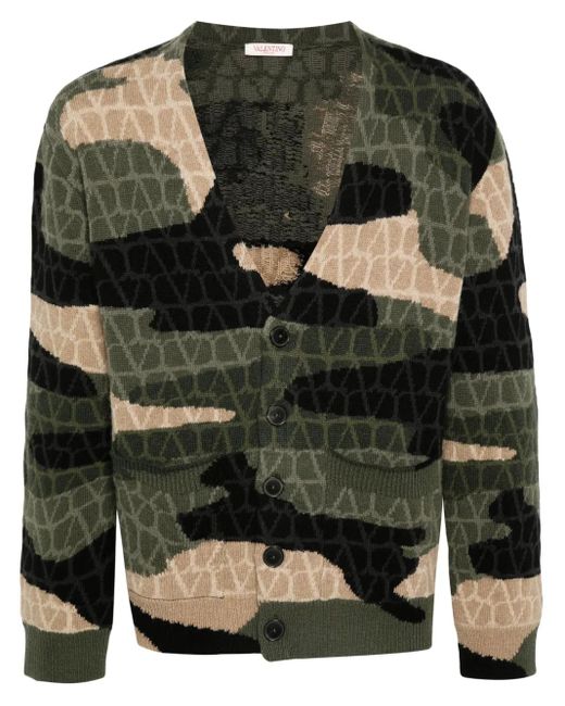 Valentino Garavani Green Toile Iconographe-Print Cardigan for men