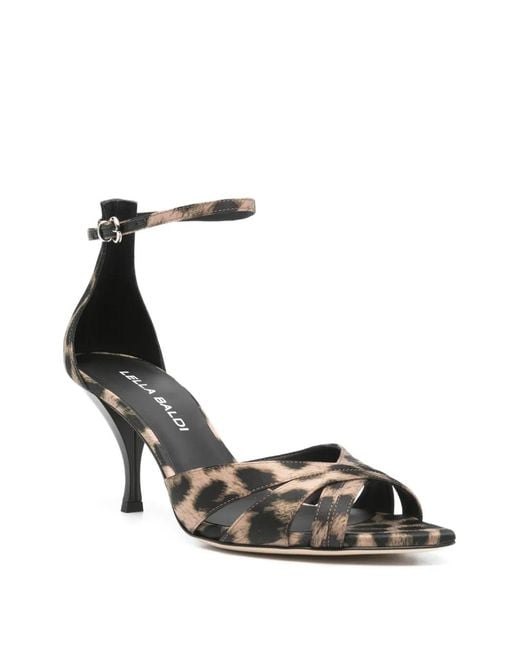 Lella Baldi Metallic Sandales À Imprimé Léopard