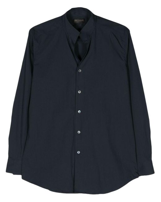 Stand-up collar buttoned shirt di Dell'Oglio in Blue da Uomo