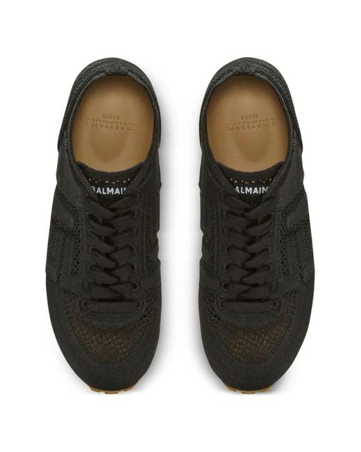 Balmain Black Racer 45 Macramé Trainers for men