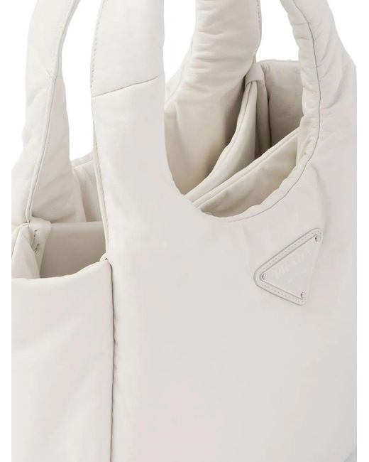 Prada White Medium Soft Tote Bag
