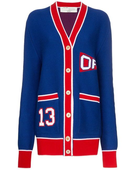 red and white cardigan