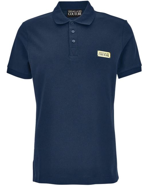 Versace Jeans Couture Blue Appliqué Polo Shirt for men