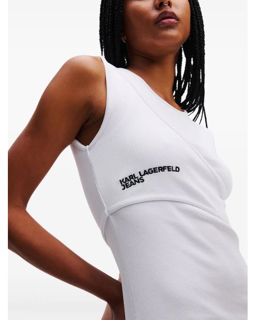 Karl Lagerfeld White Geripptes Minikleid