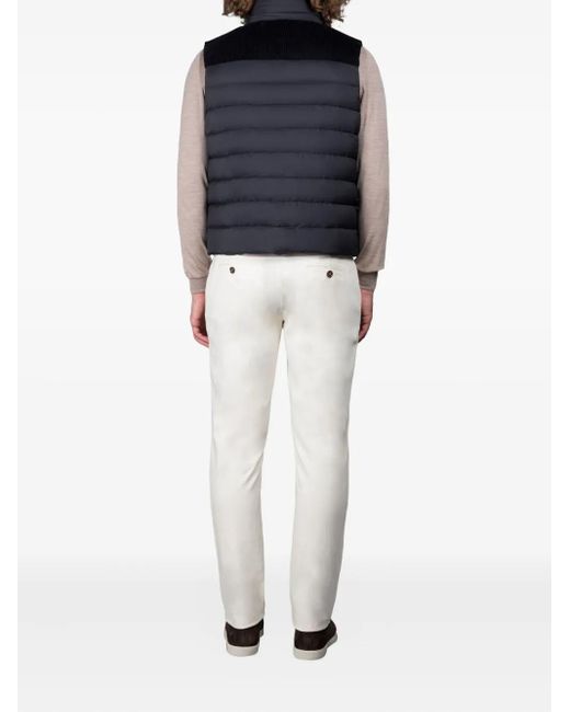 Moorer Blue Corduroy-Panel Quilted Gilet for men