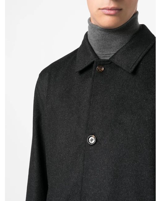KIRED Black Long-Sleeve Cashmere Trench Coat for men