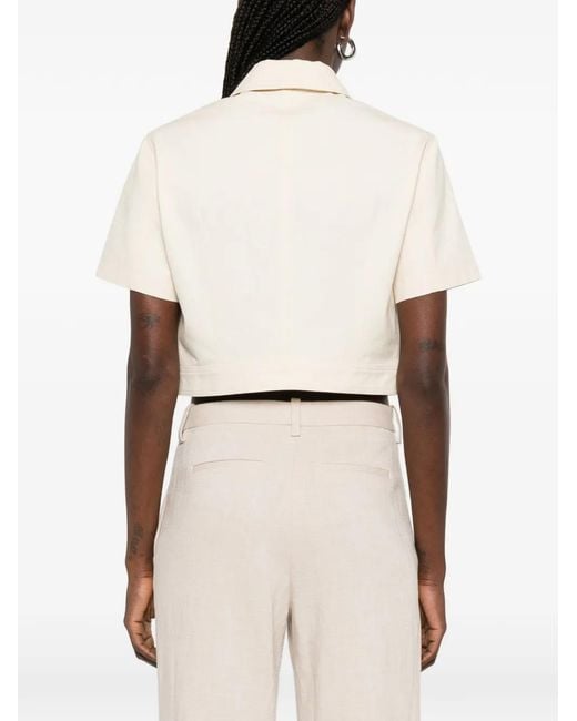Maje Natural Short-Sleeved Cropped Jacket