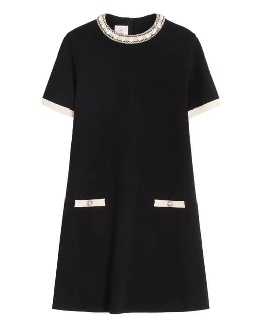 Valentino Garavani Black Embroidered Mini Dress