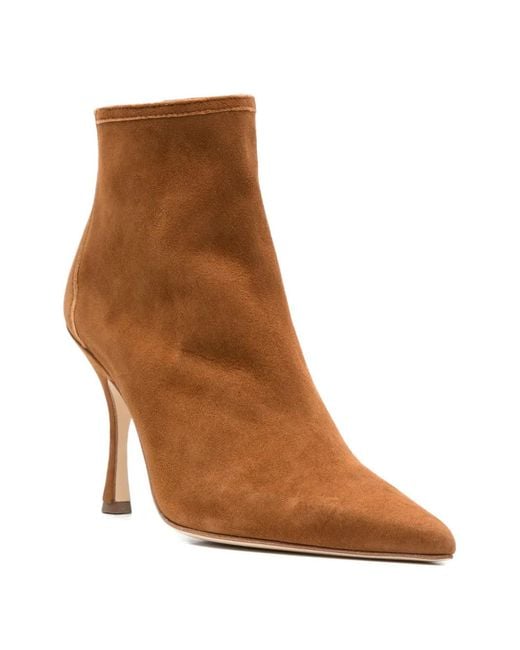Anna F. Brown Pointed Zip Boots