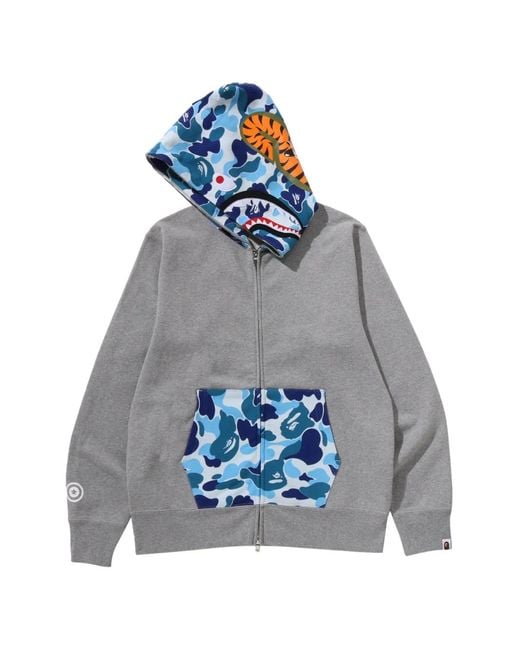 A Bathing Ape Blue Shark Camo-Print Hoodie for men