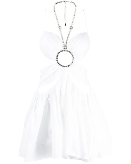 Area White Cut-Out Crystal-Embellished Minidress