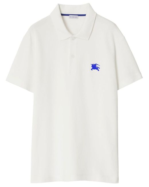 Burberry White Ekd-embroidered Cotton Polo Shirt for men