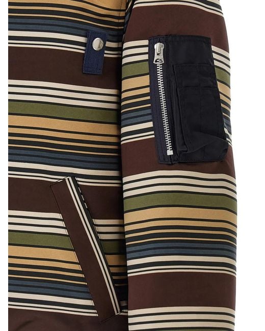 Sacai Black Striped Bomber Jacket for men