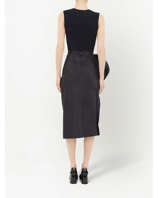 Maison Margiela Black Moiré-Effect Ruffled Midi Skirt