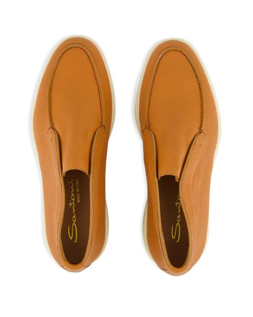 Santoni Brown Leather Slip-On Boots