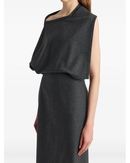 Khaite Gray Draped Open-Back Midi Dress