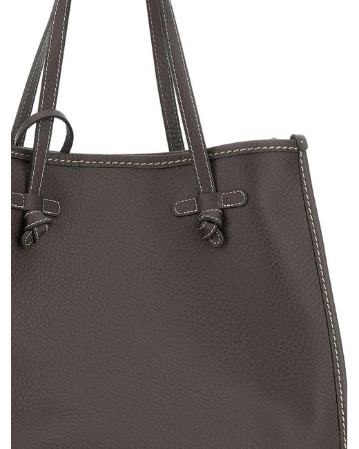 Gianni Chiarini Black Marcella Knotted-Detail Leather Tote Bag