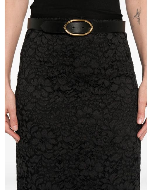 Simonetta Ravizza Black Clivy Floral Lace Midi Skirt