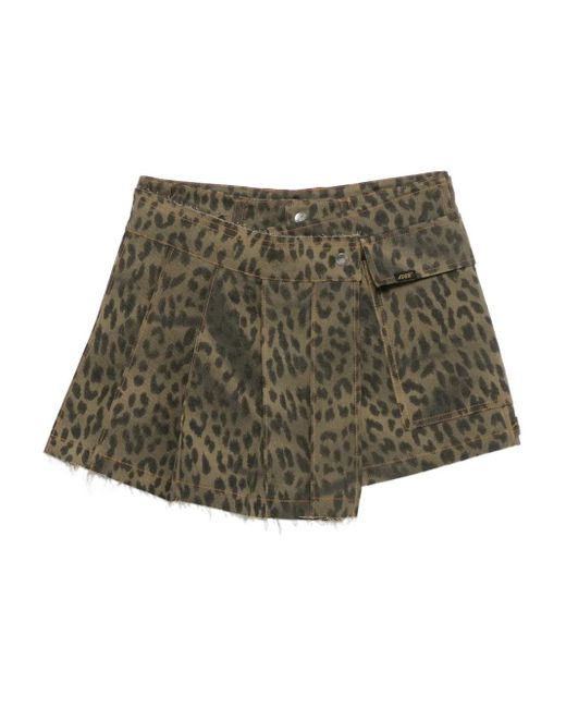 ANDERSSON BELL Green Leopard-Print Pleated Wrap Skort