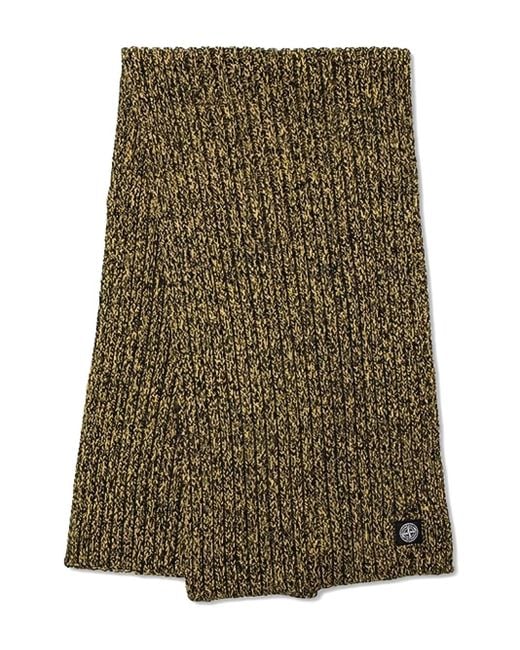 Stone Island Green Ribbed-Knit Scarf for men