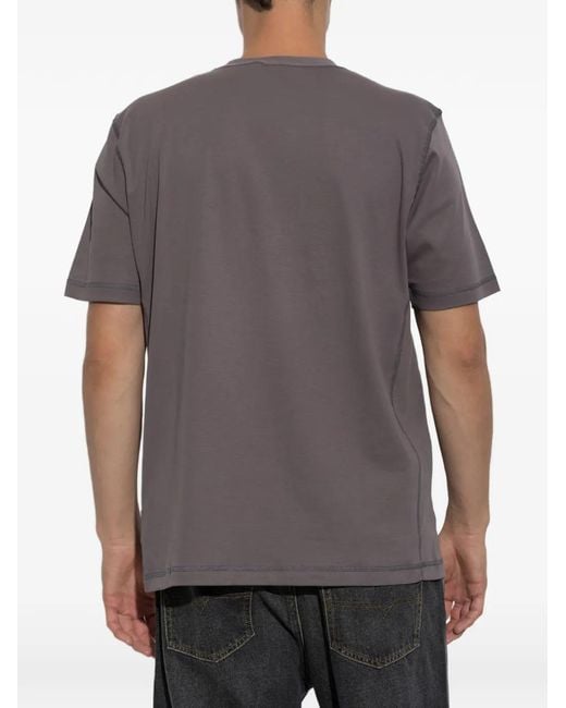 DIESEL Gray Logo-Plaque Topstitched T-Shirt for men