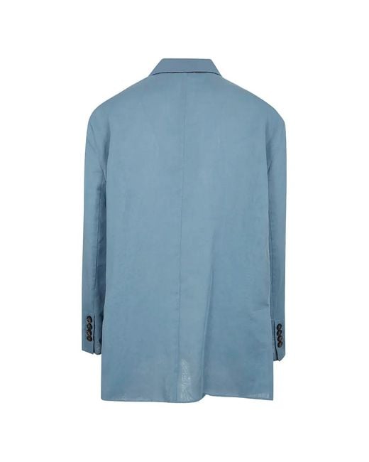 Brunello Cucinelli Blue Buttoned Cotton Blazer