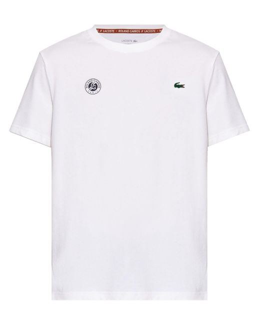 T-shirt girocollo x Rolland Garros di Lacoste in White da Uomo