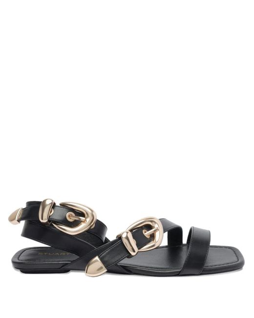 Sandales En Cuir À Semelle Plate Stuart Weitzman en coloris Black
