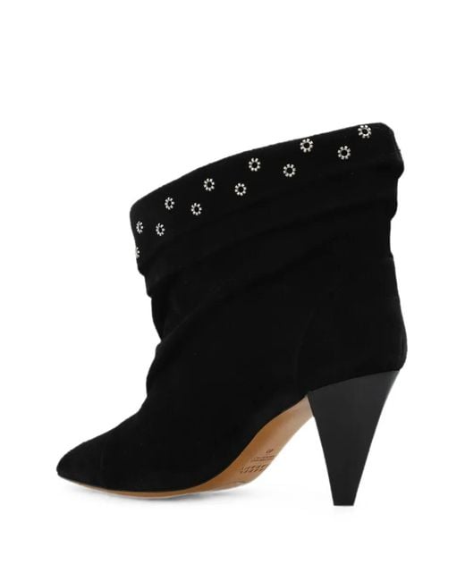 Isabel Marant Black Lyone Stud-Embellished Ankle Boots