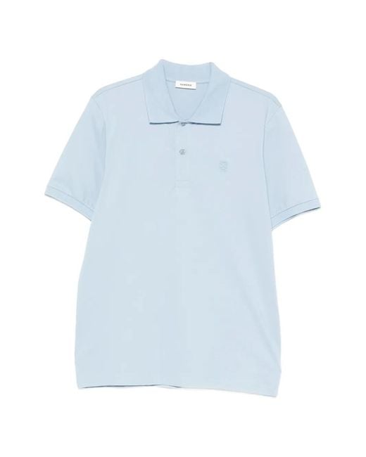 Sandro Blue Logo-Patch Polo Shirt for men