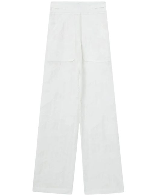 IRO White Embroidered Long-Leg Trousers
