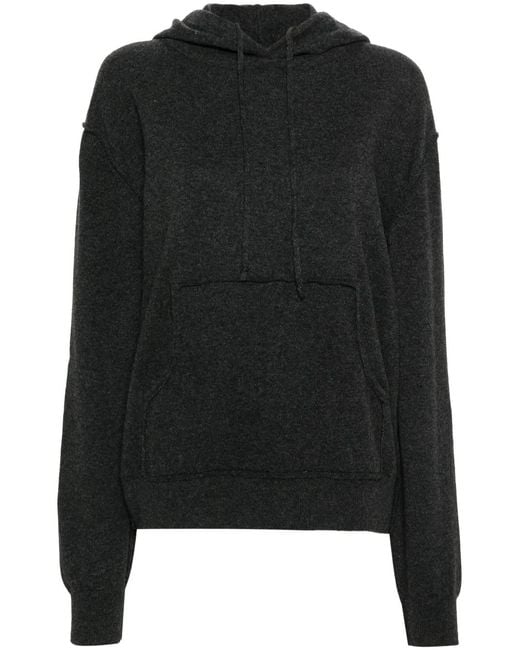 Maison Margiela Black Four-Stitch Logo Wool Blend Hoodie