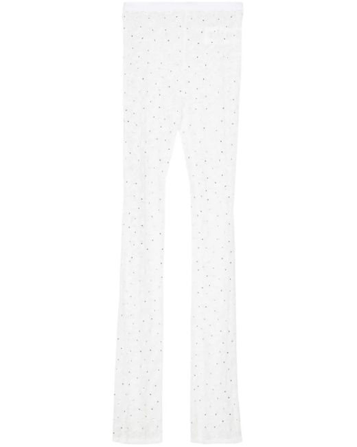Alessandra Rich White Floral-lace Semi-sheer leggings