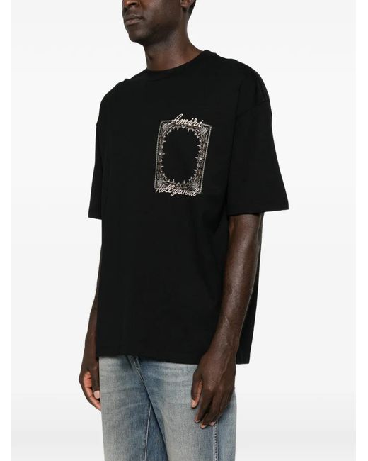 Amiri Black Logo-Print Cotton T-Shirt for men