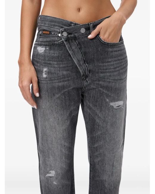 No44 Crossover Gerafelde Jeans in het Gray