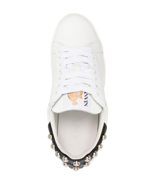 Lanvin Ddbo Studded Leather Sneakers in het White