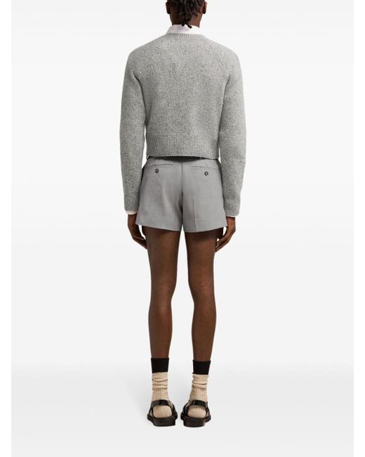 AMI Gray Crepe Wool Shorts for men