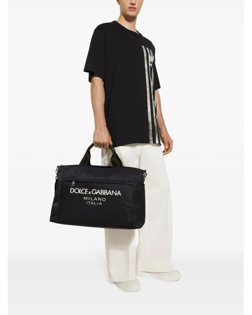Dolce & Gabbana Black Marina-Print Cotton T-Shirt for men