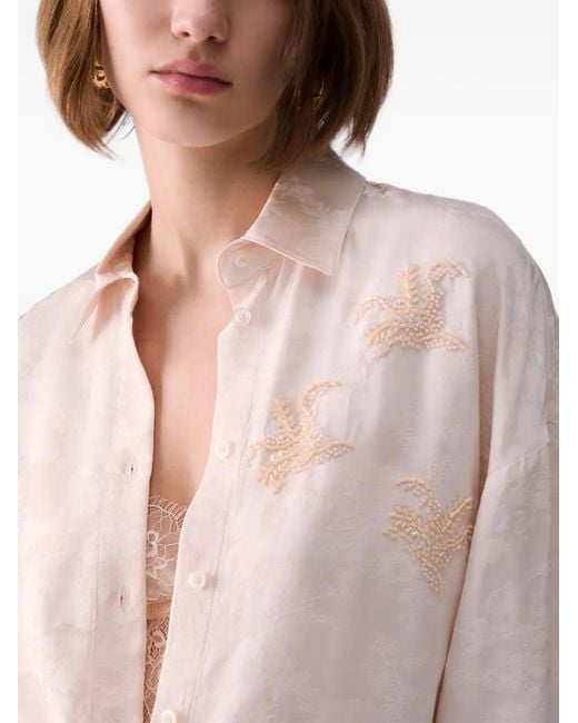 Liu Jo White Chemise En Jacquard À Ornements