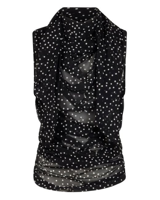 Magda Butrym Black Polka-Dot Blouse