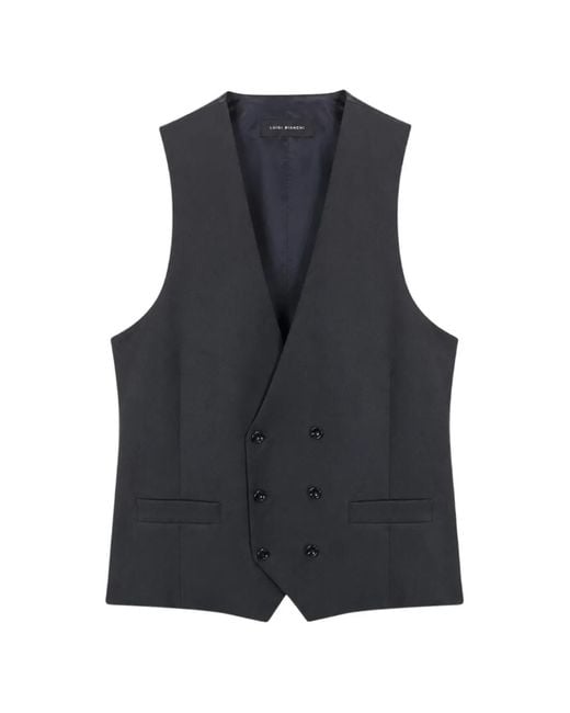 Luigi Bianchi Blue Peak-Lapels Three-Piece Suit for men