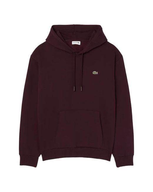 Lacoste Purple Logo-Patch Hoodie for men